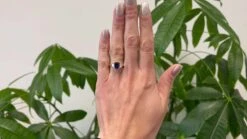 Unknown GIA Ceylon Sapphire Diamond 18k Yellow Gold Three Stone Ring -Mode Bijouterie Magasin 002 master