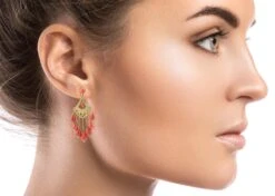 Unknown Coral 18 Karat Gold Chandelier Earrings -Mode Bijouterie Magasin 005b master