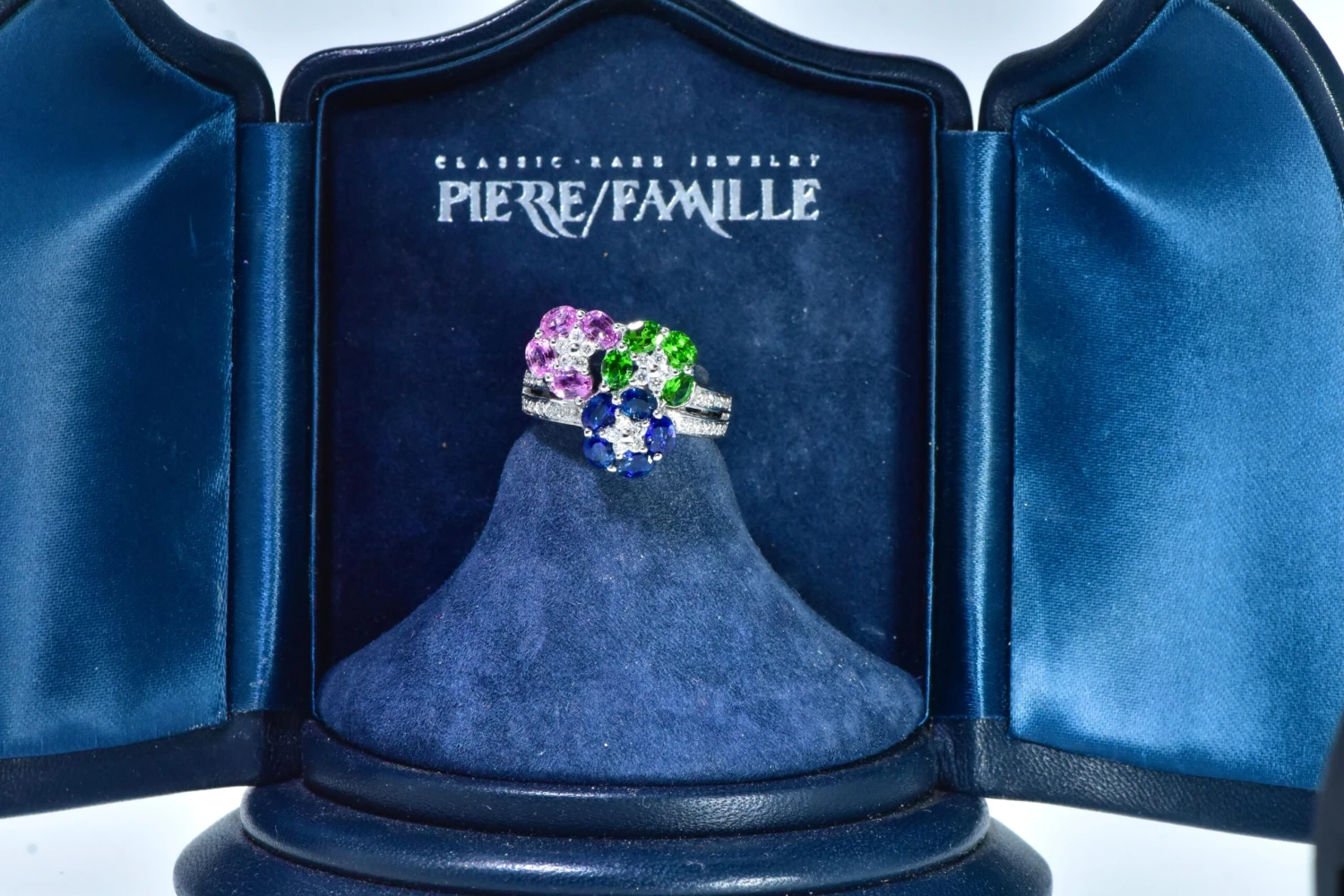 Blue And Pink Sapphire, Tsavorite And Diamond Fine White Gold Ring By LeVian 7 Blue And Pink Sapphire, Tsavorite And Diamond Fine White Gold Ring By LeVian – Image 5