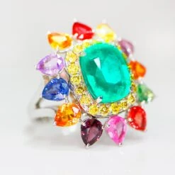 *Sales* IGI 18k 8.70 Ctw Emerald &Sapphires Antique Art Deco Engagement Ring 13 *Sales* IGI 18k 8.70 Ctw Emerald &Sapphires Antique Art Deco Engagement Ring -Mode Bijouterie Magasin 02 master