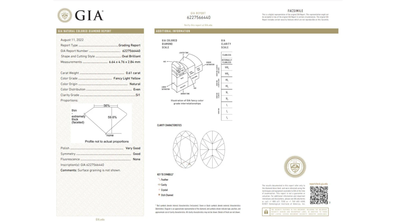 GIA Certificated Natural Fancy Light Yellow Diamond Oval Brilliant, 0.61cts, Si1 7 GIA Certificated Natural Fancy Light Yellow Diamond Oval Brilliant, 0.61cts, Si1 – Image 5