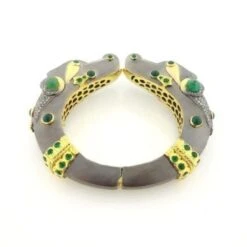 Emerald Mix Dragon Bracelet In 14k Yellow Gold And Silver -Mode Bijouterie Magasin 100015 3 master
