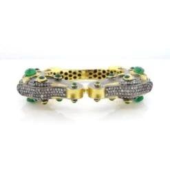 Emerald Mix Dragon Bracelet In 14k Yellow Gold And Silver -Mode Bijouterie Magasin 100015 4 master