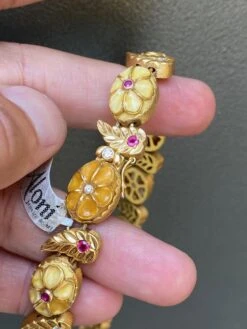 Handmade Carved Amber 18k And 24k Gold Choker Necklace 16 Handmade Carved Amber 18k And 24k Gold Choker Necklace -Mode Bijouterie Magasin 104 master