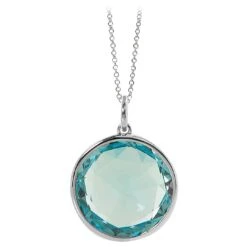 Blue Topaz Round Rose Cut Pendant