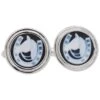 Hand-Carved Horse-Shoe Agate Cameo 925 Sterling Silver Contemporary Cufflinks