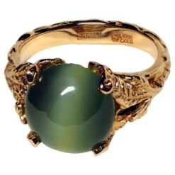 Nephrite Jade Gold Ring Green Cats Eye Effect Chatoyancy Engagement Ring -Mode Bijouterie Magasin 10573262 master