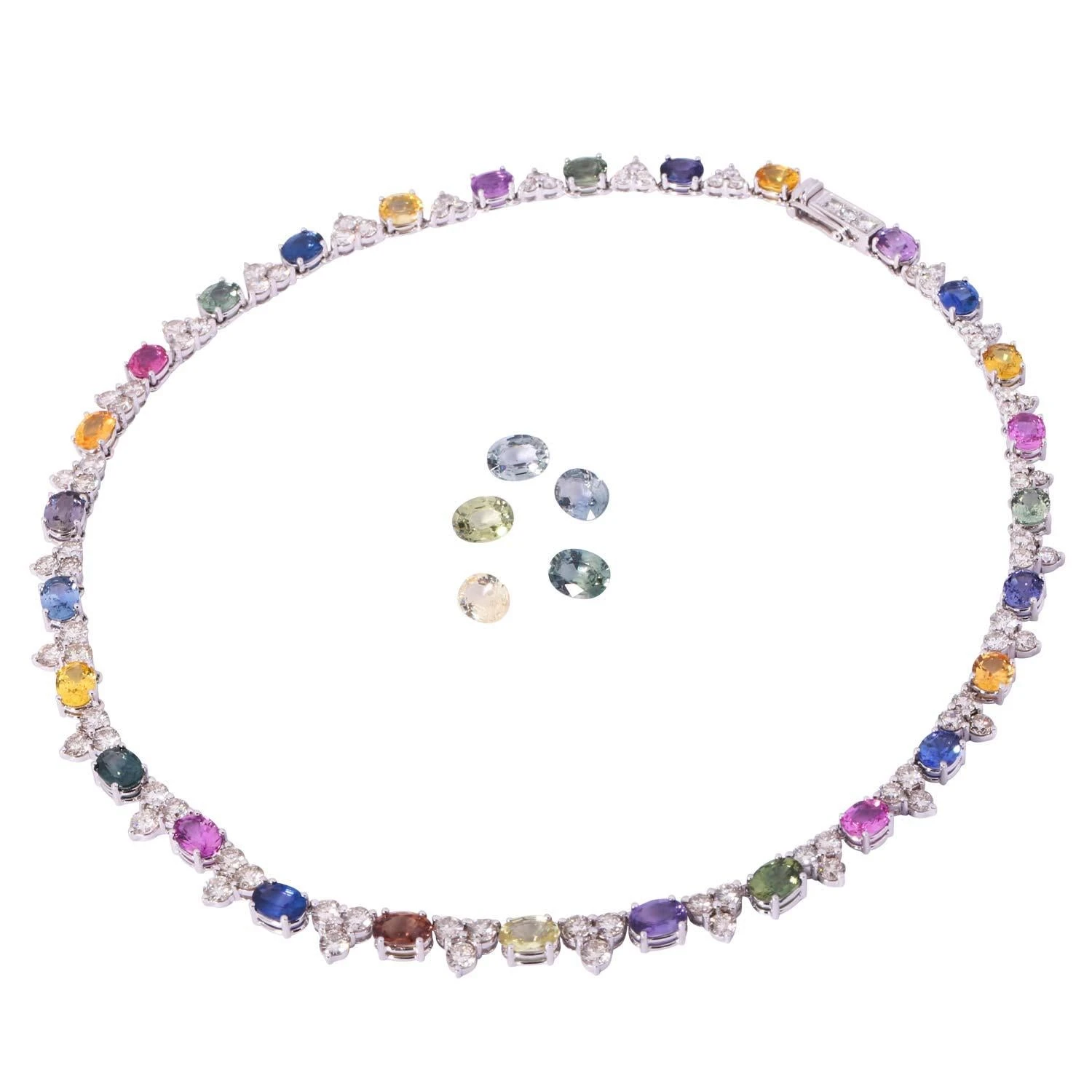 Unknown Necklace With 28 Natural Colored Sapphires 5 Unknown Necklace With 28 Natural Colored Sapphires – Image 3