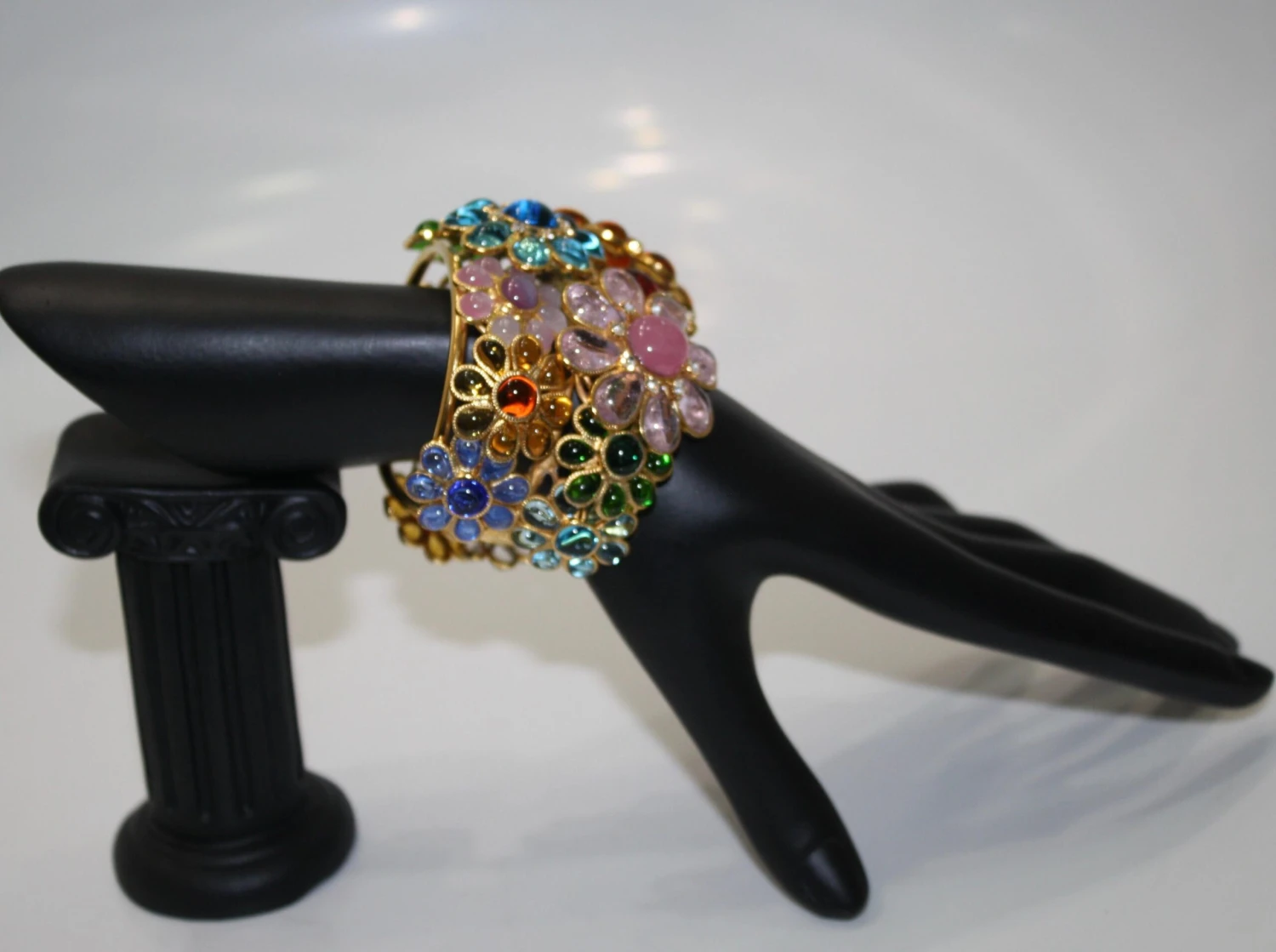 Unknown Pate De Verre Multicolor Flower Cuff 11 Unknown Pate De Verre Multicolor Flower Cuff – Image 9