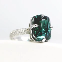 GIA 18k 6.26 Carat Indicolite Tourmaline Antique Art Deco Style Engagement Ring 18 GIA 18k 6.26 Carat Indicolite Tourmaline Antique Art Deco Style Engagement Ring -Mode Bijouterie Magasin 10 1 master