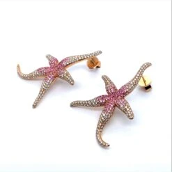 Unknown Pink Sapphire And Diamond Sea Stars Earrings In 18 Karat Rose Gold -Mode Bijouterie Magasin 10 master