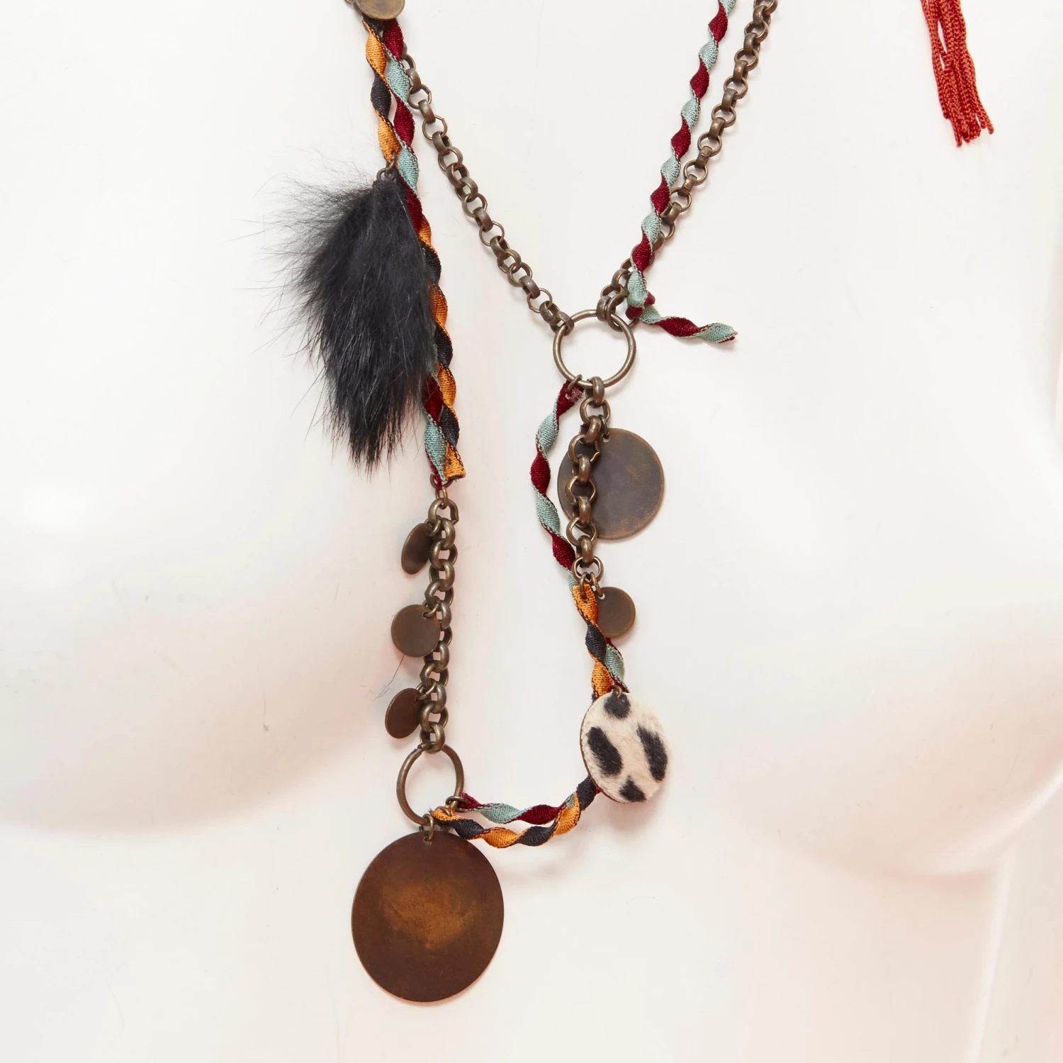 Unknown MEDICINE DOUCE PARIS Leopard Trim Copper-tone Necklace Fur Ring Set 12 Unknown MEDICINE DOUCE PARIS Leopard Trim Copper-tone Necklace Fur Ring Set – Image 10