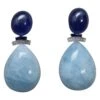 Art Deco Style Gold Diamonds Blue Sapphire Enamel Aquamarine Drops Earrings -Mode Bijouterie Magasin 11090982 master