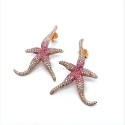 Unknown Pink Sapphire And Diamond Sea Stars Earrings In 18 Karat Rose Gold -Mode Bijouterie Magasin 11 master