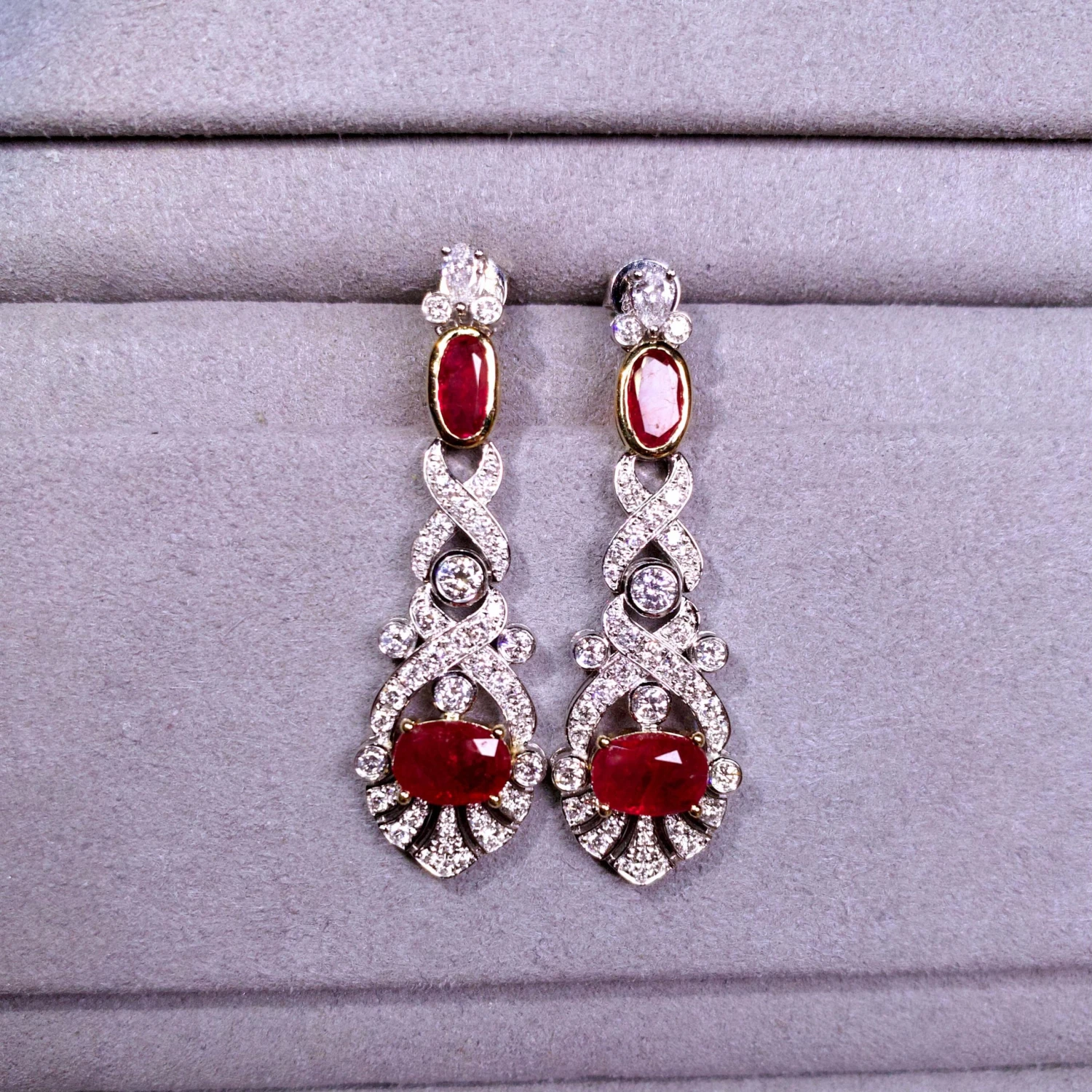 Eostre Unheated Burmese Pigeon Blood Ruby And Diamond Earring In 18K Gold 7 Eostre Unheated Burmese Pigeon Blood Ruby And Diamond Earring In 18K Gold – Image 5