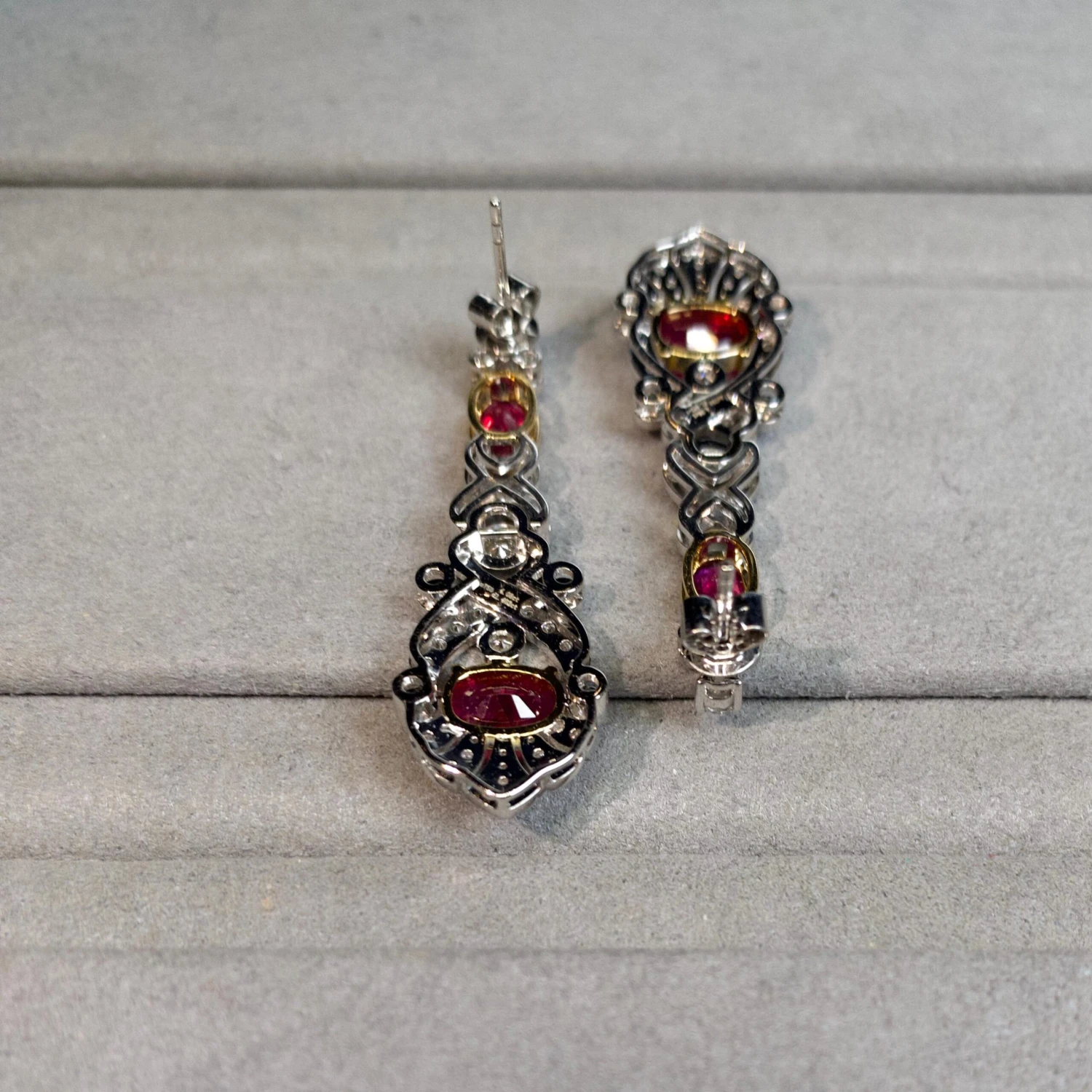 Eostre Unheated Burmese Pigeon Blood Ruby And Diamond Earring In 18K Gold 6 Eostre Unheated Burmese Pigeon Blood Ruby And Diamond Earring In 18K Gold – Image 4