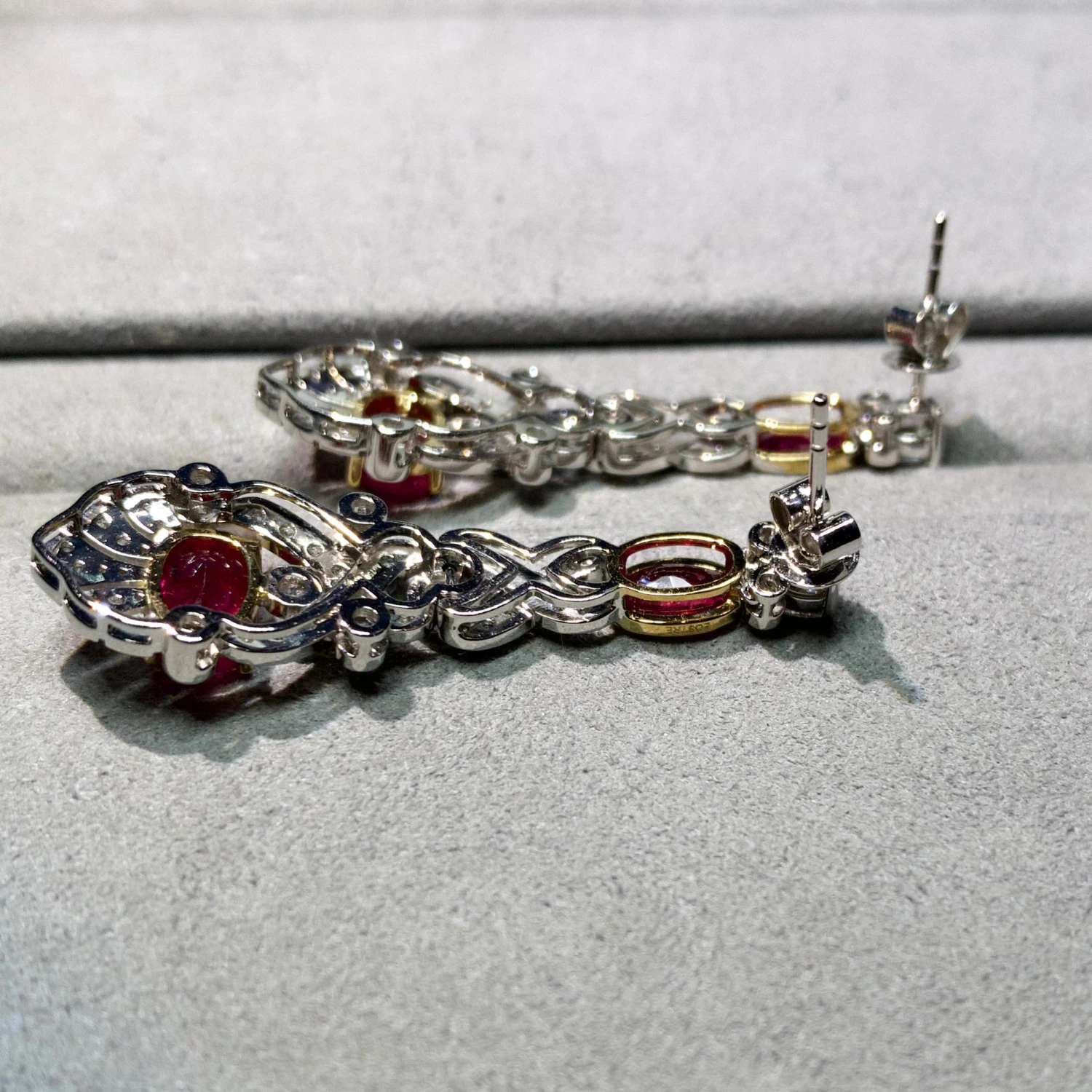 Eostre Unheated Burmese Pigeon Blood Ruby And Diamond Earring In 18K Gold 5 Eostre Unheated Burmese Pigeon Blood Ruby And Diamond Earring In 18K Gold – Image 3