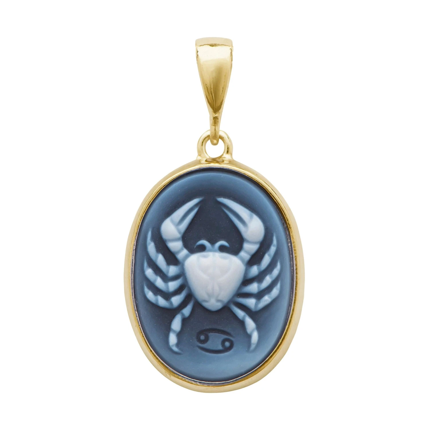Hand-Carved Cancer Zodiac Agate Cameo 925 Sterling Silver Pendant Necklace 3 Hand-Carved Cancer Zodiac Agate Cameo 925 Sterling Silver Pendant Necklace