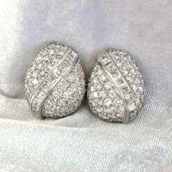 Unknown 10.50Carat Brilliant-Cut And Baguette Cut Diamond Earrings, Platinum, Circa 1980 -Mode Bijouterie Magasin 12376 Artistic Phone 1 master