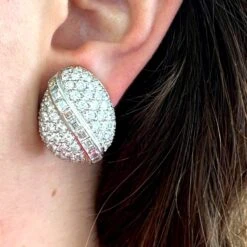 Unknown 10.50Carat Brilliant-Cut And Baguette Cut Diamond Earrings, Platinum, Circa 1980 -Mode Bijouterie Magasin 12376 Worn master