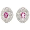 Unknown Pink Sapphire With Diamond Earrings Set In 18 Karat White Gold Settings