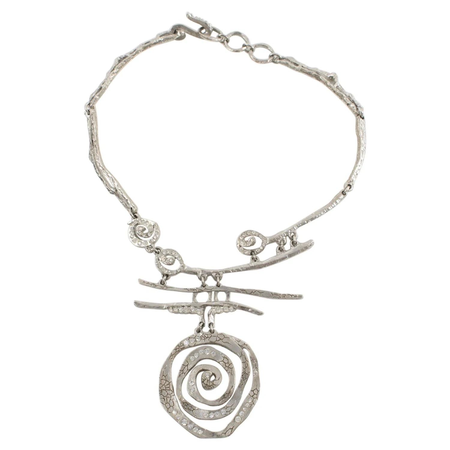 Christian Lacroix Brutalist Silvered Jeweled Choker Necklace 3 Christian Lacroix Brutalist Silvered Jeweled Choker Necklace