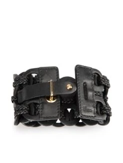 Gucci Women's Black Leather Woven Cuff Bracelet -Mode Bijouterie Magasin 12458 7 08995 master