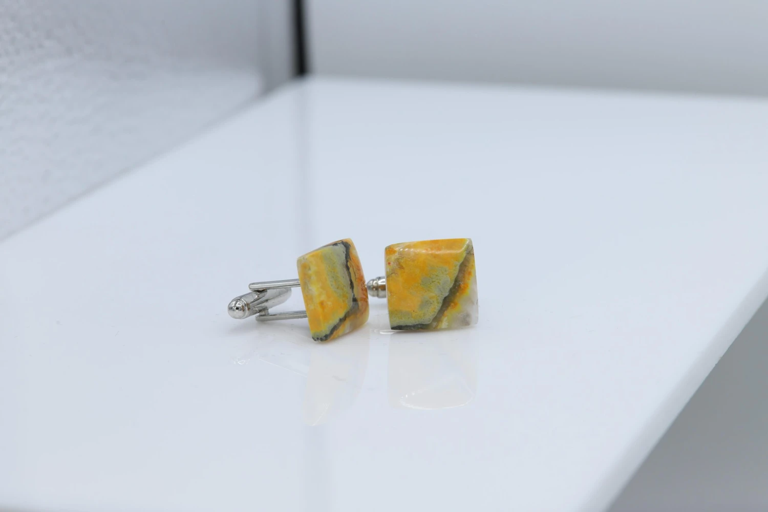 Natural Stone Cufflink Men's Cufflinks Square Shape Natural Stone Men's Jewelry 5 Natural Stone Cufflink Men's Cufflinks Square Shape Natural Stone Men's Jewelry – Image 3