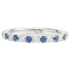 Unknown Sapphire And Diamonds And 18K White Gold Eternity Band