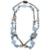 Angela Caputi Long Necklace Lavender Blue Roses And Silver Resin Leaves -Mode Bijouterie Magasin 12827372 datamatics
