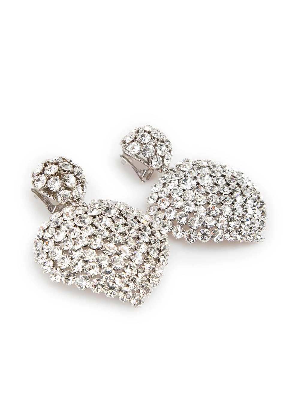 Alessandra Rich Women's Sliver Crystal Heart Clip On Earrings 4 Alessandra Rich Women's Sliver Crystal Heart Clip On Earrings – Image 2