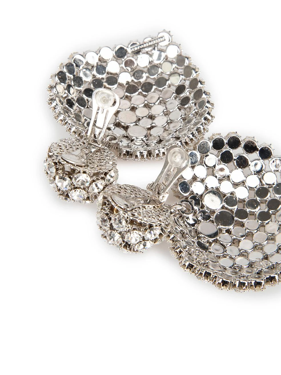 Alessandra Rich Women's Sliver Crystal Heart Clip On Earrings 6 Alessandra Rich Women's Sliver Crystal Heart Clip On Earrings – Image 4