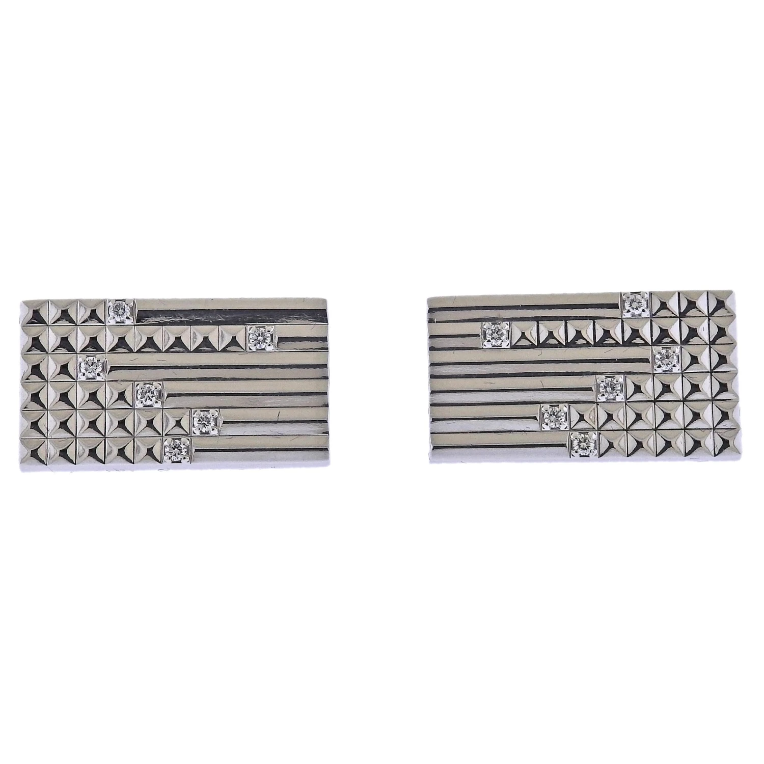 St Dupont Prestige 18k Gold Diamond Cufflinks 3 St Dupont Prestige 18k Gold Diamond Cufflinks