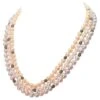 Unknown Triple Strand Blush Pearls W Diamond Silver Enhancements