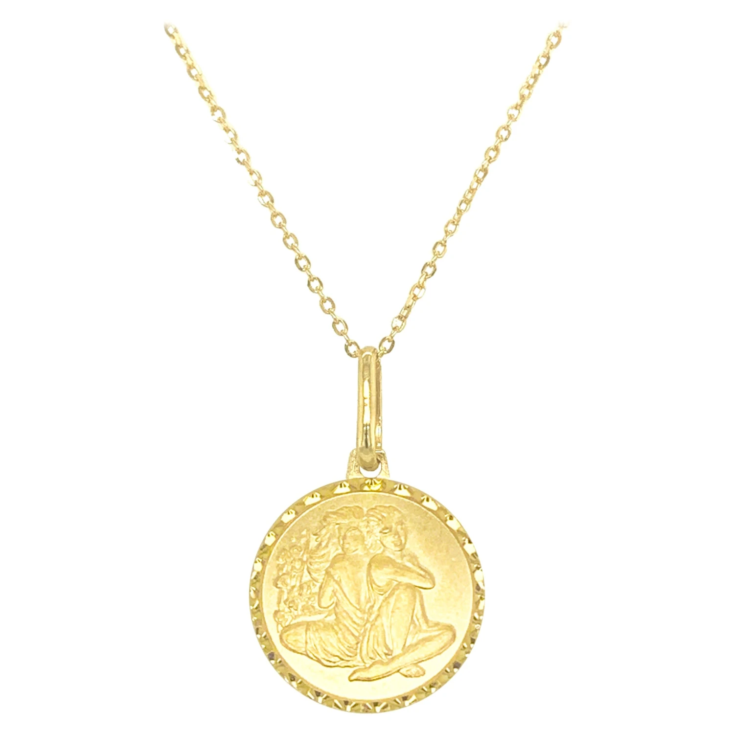 Unknown 14k Yellow Gold Zodiac Pendant Necklace, Gemini 3 Unknown 14k Yellow Gold Zodiac Pendant Necklace, Gemini