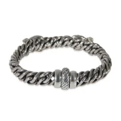 David Yurman Wheat Bracelet With Diamond X Stations In Sterling Silver 1.23 CTW -Mode Bijouterie Magasin 130756 bv master
