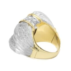 Unknown 18 Karat Yellow Gold Carved Crystal And Diamond Ring -Mode Bijouterie Magasin 130 1821 4 master