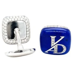 Fully Customized 18 Karat Gold 2-3 Characters Diamond Men's Cufflinks