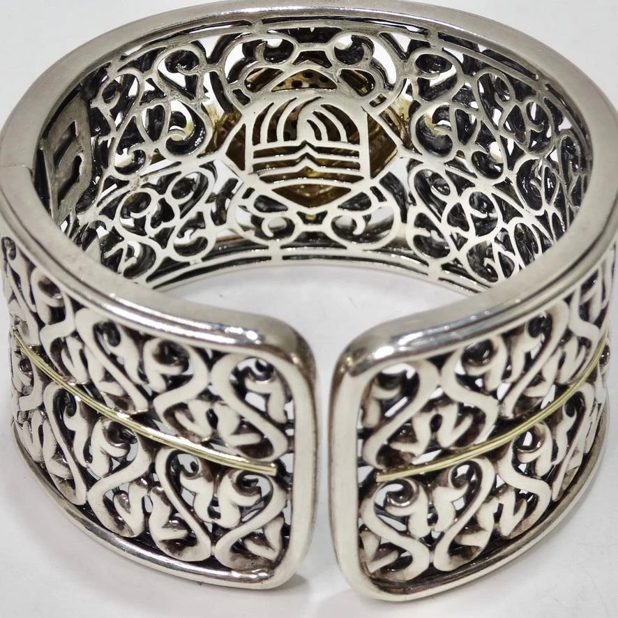 Charles Krypell Sterling Silver, Gold And Black And White Diamond Cuff Bracelet 7 Charles Krypell Sterling Silver, Gold And Black And White Diamond Cuff Bracelet – Image 5