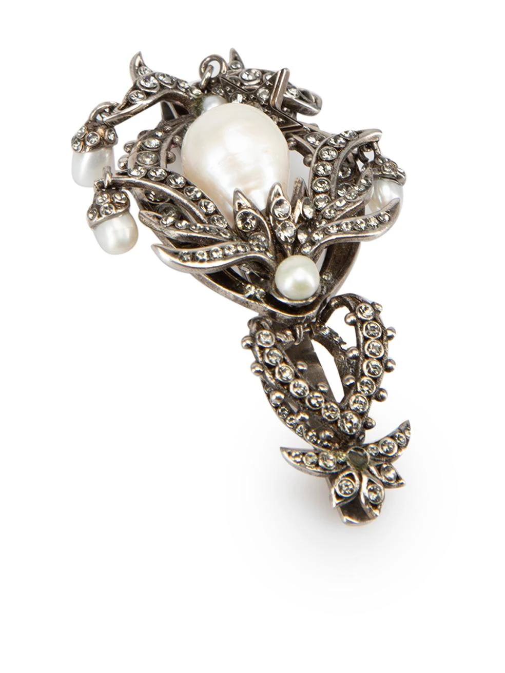 Alexander McQueen Women's Gunmetal Ruthenium Faux Pearl Tie Clip 4 Alexander McQueen Women's Gunmetal Ruthenium Faux Pearl Tie Clip – Image 2