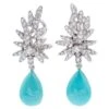 Unknown Turquoise, Diamonds, 18 Karat White Gold Dangle Earrings -Mode Bijouterie Magasin 13462412 datamatics