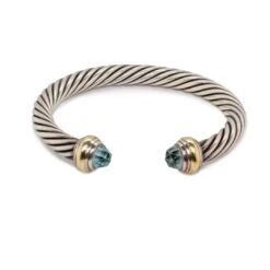 David Yurman Sterling Silver & 14K Yellow Gold Blue Topaz Cable Classic Bracelet 14 David Yurman Sterling Silver & 14K Yellow Gold Blue Topaz Cable Classic Bracelet -Mode Bijouterie Magasin 137024 1 master