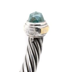 David Yurman Sterling Silver & 14K Yellow Gold Blue Topaz Cable Classic Bracelet 17 David Yurman Sterling Silver & 14K Yellow Gold Blue Topaz Cable Classic Bracelet -Mode Bijouterie Magasin 137024 5 master