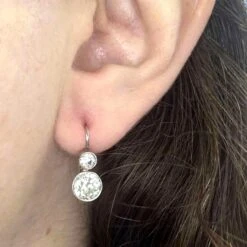 Unknown 2.35 Carat Old Euro Cut Diamond Earrings, 18k Yellow Gold, Platinum 11 Unknown 2.35 Carat Old Euro Cut Diamond Earrings, 18k Yellow Gold, Platinum -Mode Bijouterie Magasin 14131 Worn master