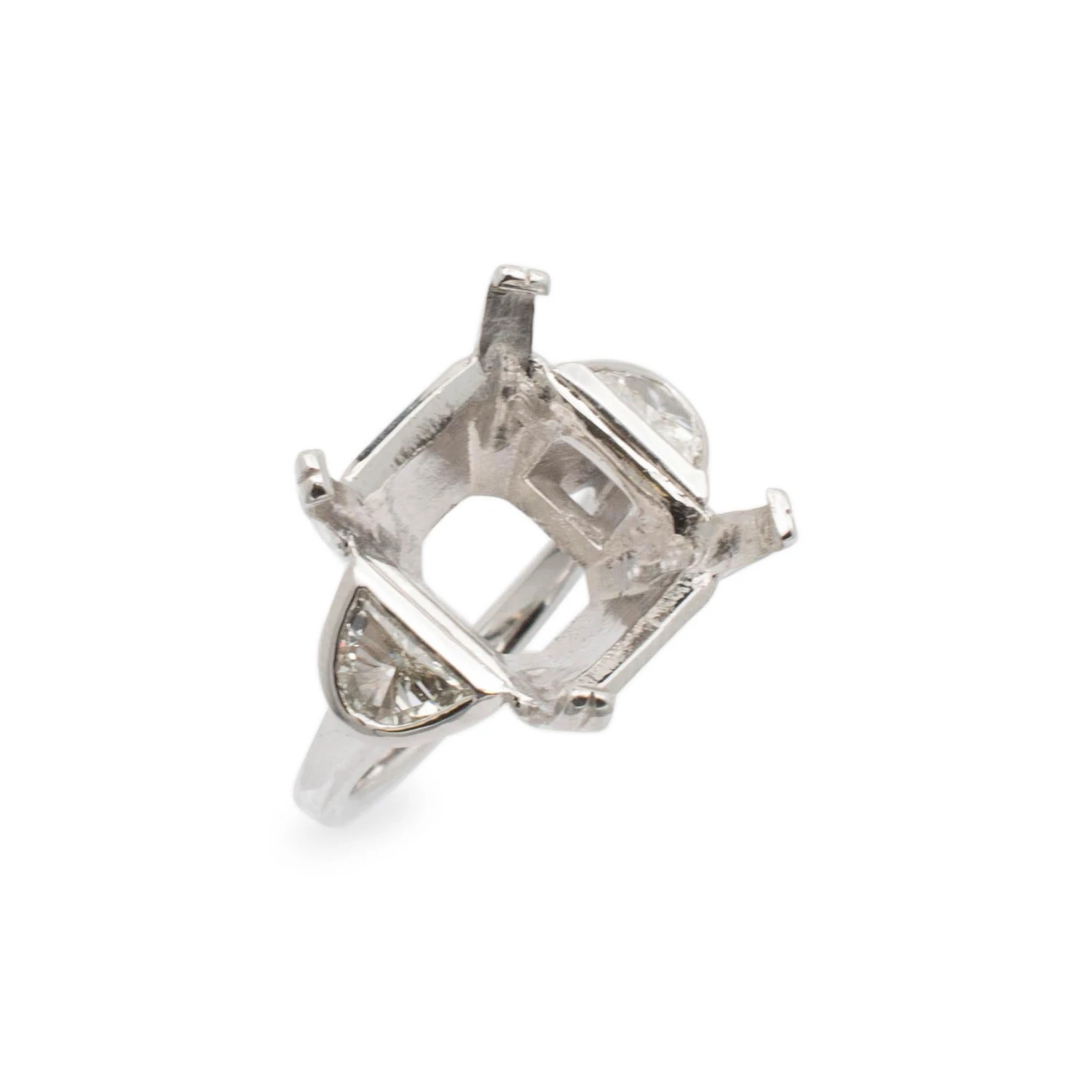 Unknown Ladies 14k White Gold Rectangular Semi Mount Engagement Ring 4 Unknown Ladies 14k White Gold Rectangular Semi Mount Engagement Ring – Image 2