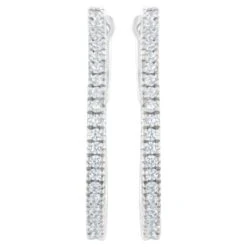 10K White Gold 1/2 Carat Diamond Hoop Earrings