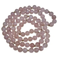 Unknown Grade A+ Rose Quartz Crystal Bead Necklace 8.5 Mm, With 14 K Gold Beads, Genuine