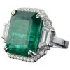 Certified 21.27 Carat Emerald And Diamond Three Stone Cocktail Ring -Mode Bijouterie Magasin 14848852 datamatics