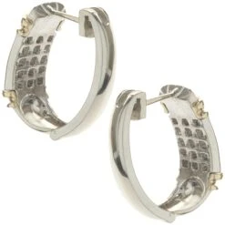 Unknown 14 Karat White & Yellow Gold Channel Set Diamond Earrings -Mode Bijouterie Magasin 150 2029 4 master