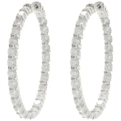 Unknown 14 Karat White Gold Diamond Inside Outside Oval Hoop Earrings 9 Unknown 14 Karat White Gold Diamond Inside Outside Oval Hoop Earrings -Mode Bijouterie Magasin 150 2031 3 master